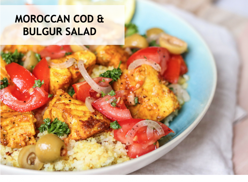 Moroccan Cod and Bulgur Salad