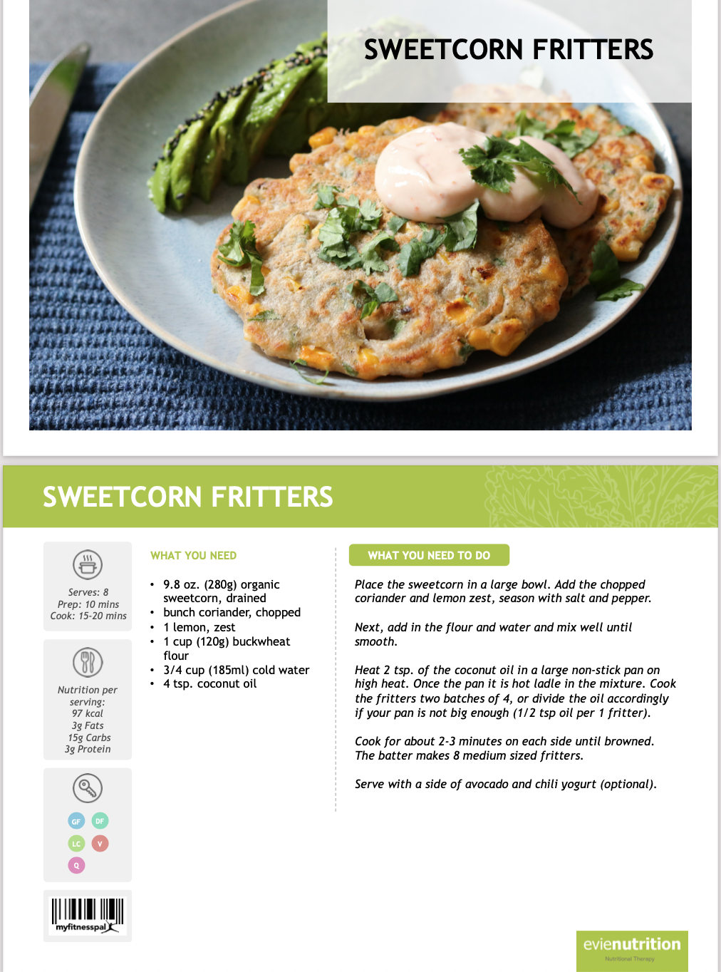 sweetcorn fritters plant based recipe
