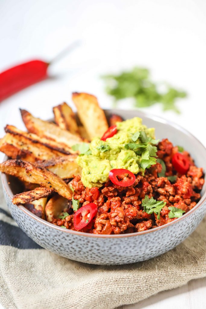 Simple chilli and sweet potato fries healthy recipe